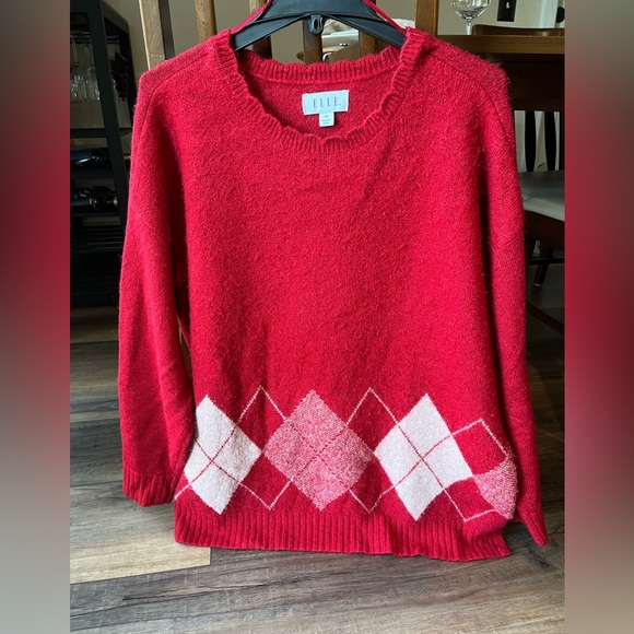 ELLE argyle red sweater, size XXL. Soft and cozy! Holiday ready! - Picture 1 of 7
